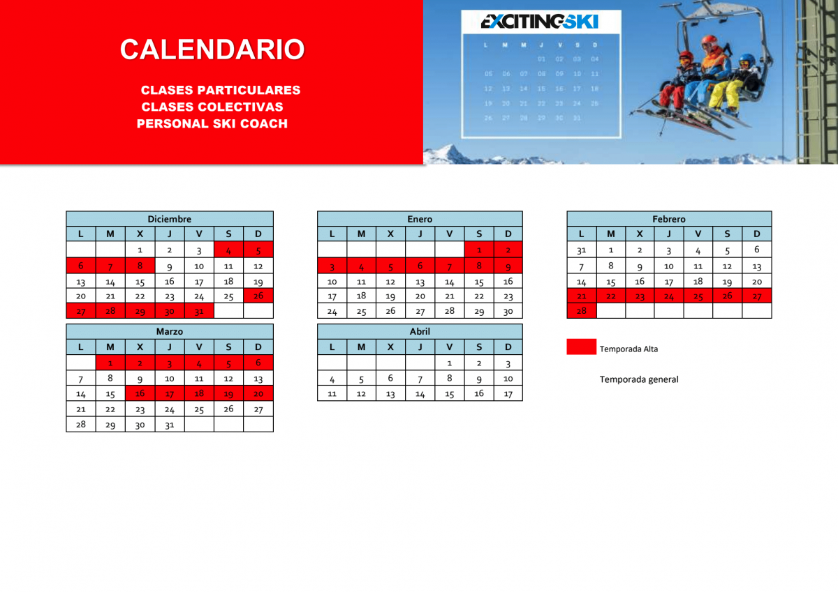 calendario temporada esqui baqueira beret 21 22