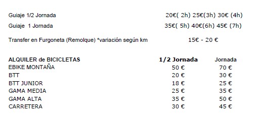 PRECIOS BTT
